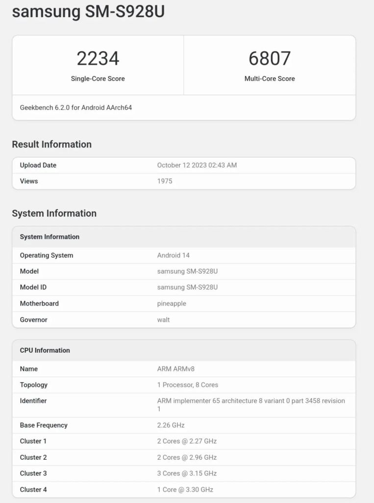 Snapdragon 8 Gen3 Regular Version on Galaxy S24 Ultra