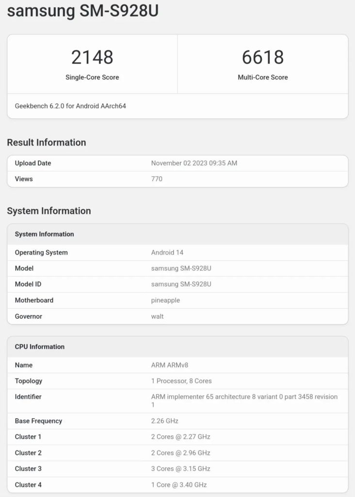 High-frequency Snapdragon 8 Gen3 on the Galaxy S24 Ultra