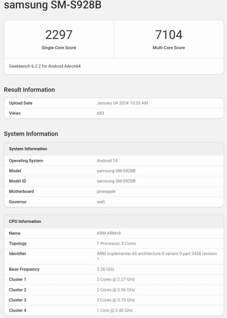 High-frequency Snapdragon 8 Gen3 on the Galaxy S24 Ultra